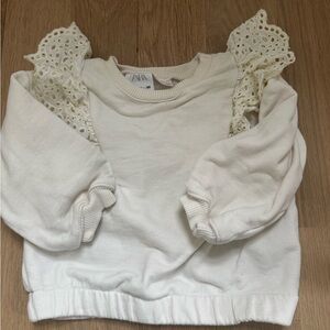 Zara Kids Cream Lace Sleeve Sweatshirt